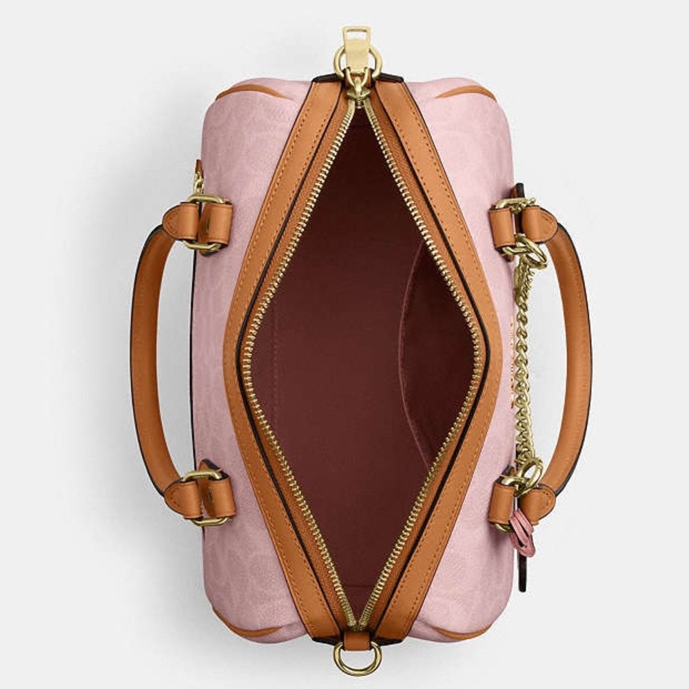 Sold ❌Coach Powder Pink Rowan Medium Satchel Bag In Signature With Charms NWT - Picture 10 of 10